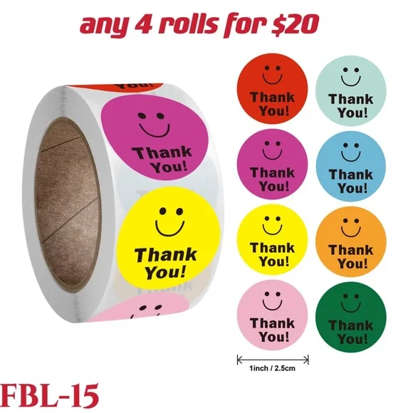 4 rolls of Thank you stickers-#FBL-20 - Picture 10 of 15